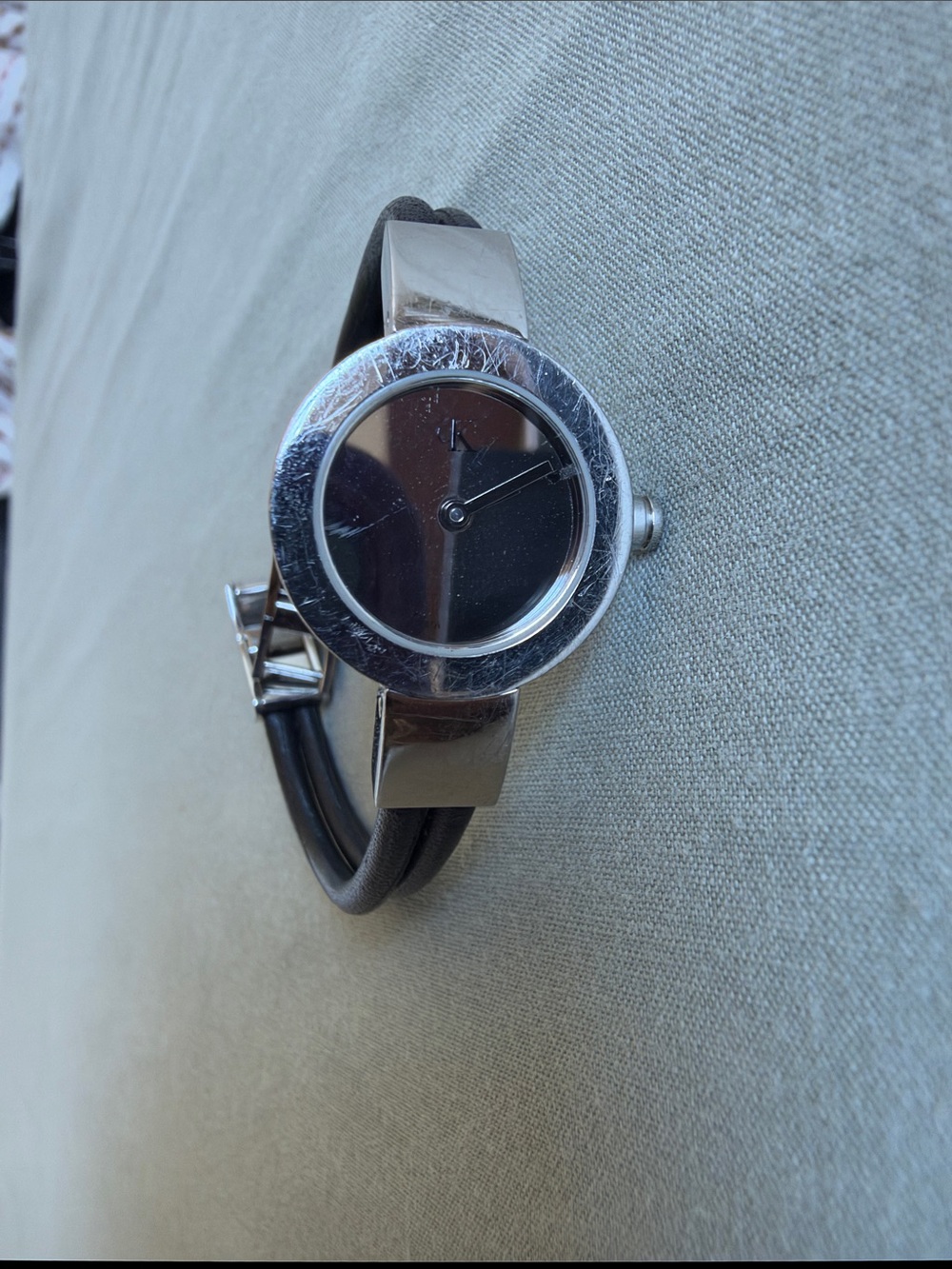 Calvin Klein Silver Case Black Dial Women's Bangle Watch